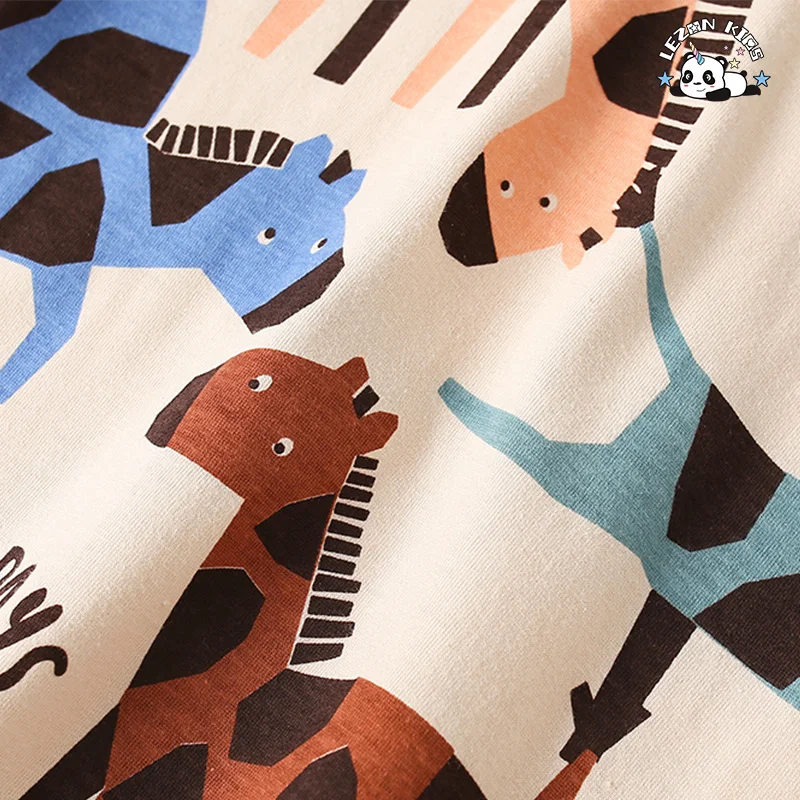 LEZONKIDS - Conjunto de Roupas de Meninos Personalizado Calções de Animais de Desenho Animado e Camiseta de Duas Peças para Meninos